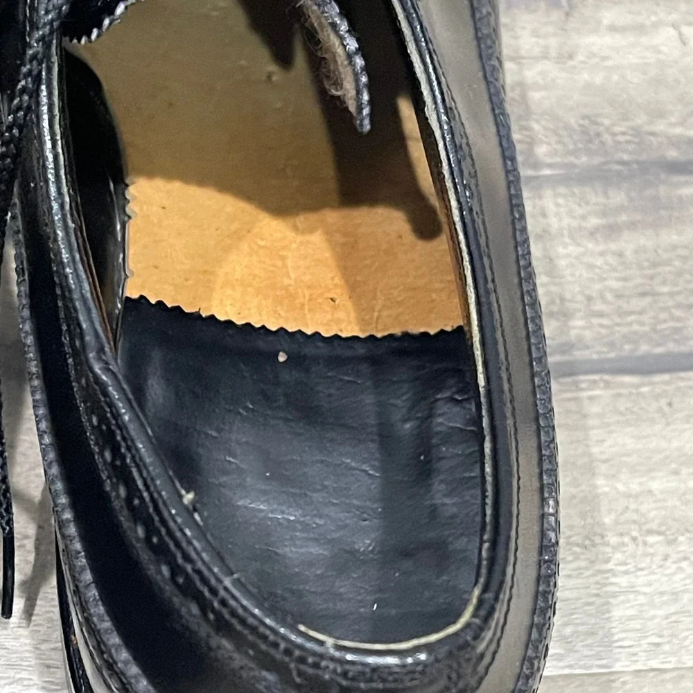 Florsheim Oxford Shoes Men Size 11.5 C Black Cortez Leather Wingtip Brogue 20804